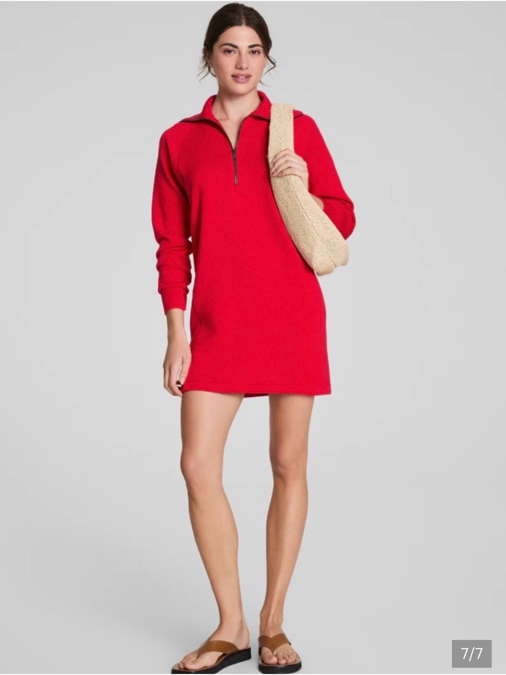 SPANX AirEssentials Half Zip Dress Large Red NWT long sleeve - Picture 15 of 16